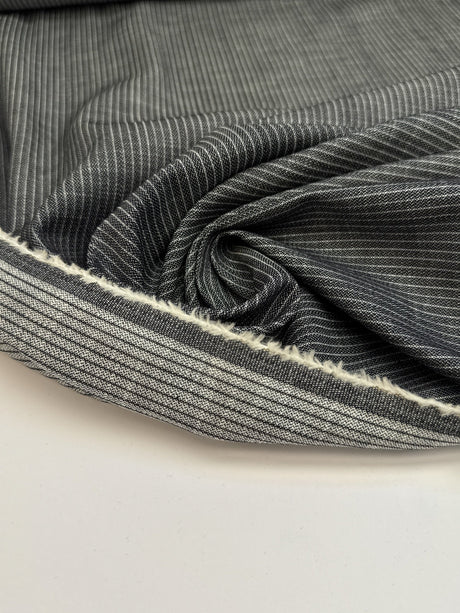 Cotton Denim Striped Blue Stretch