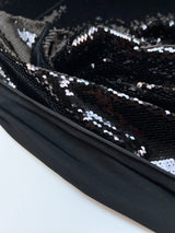 Black Knitted Sequins Polyamide Elastane