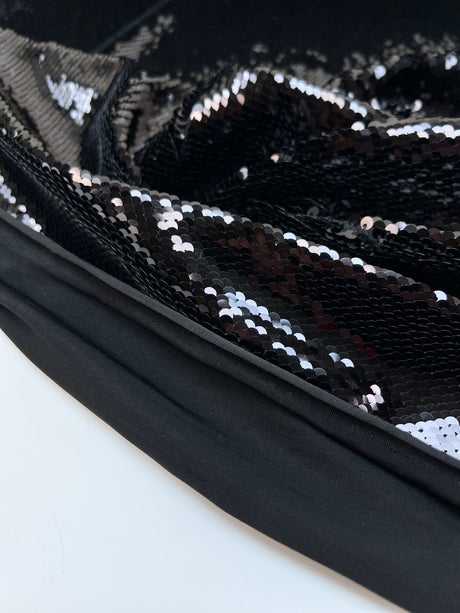 Black Knitted Sequins Polyamide Elastane