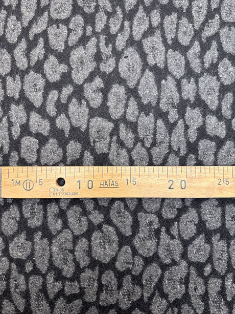 Wool Cotton Polyamide Double Weave Animal Print Gray Black