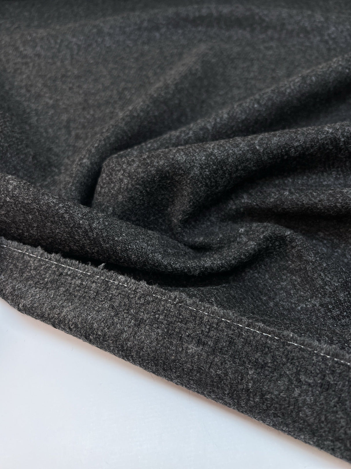 Italian Bouclé Coat Fabric Gray Black