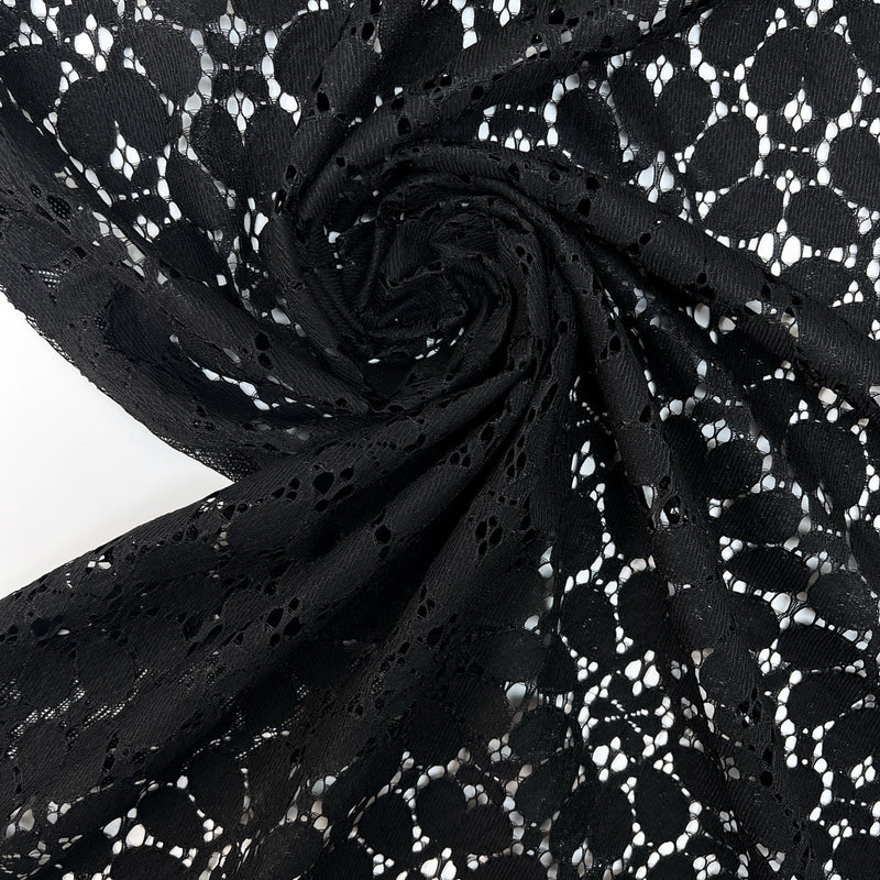 Black Cotton Guipure Lace