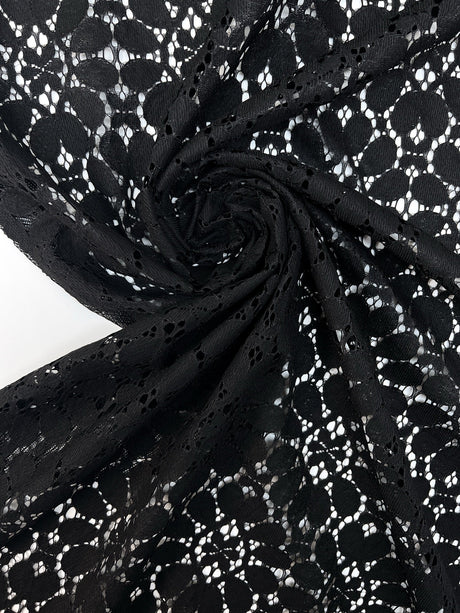 Black Cotton Guipure Lace
