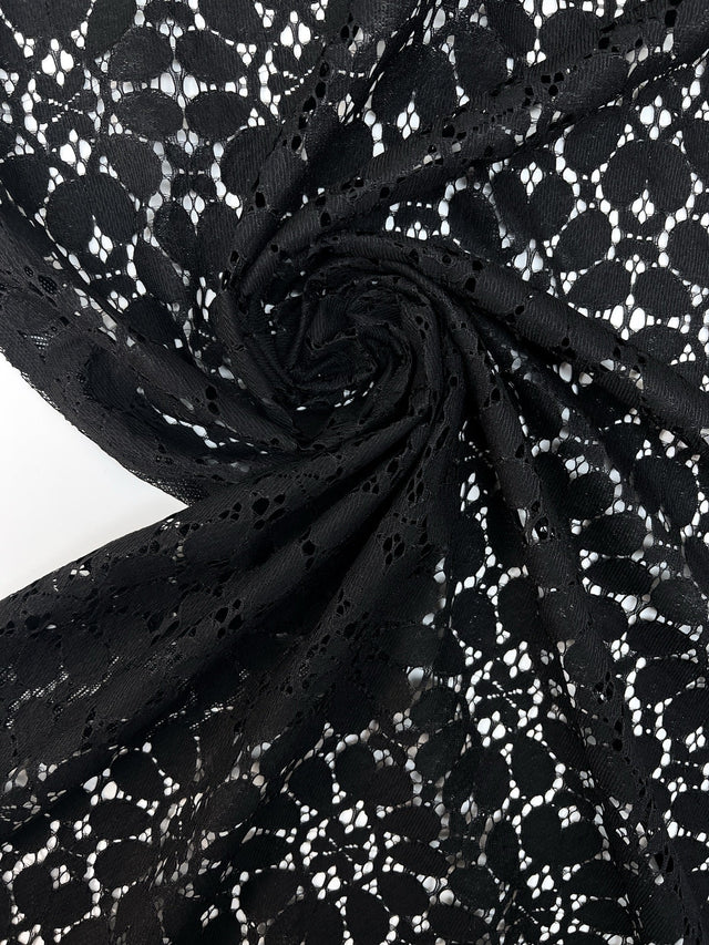 Black Cotton Guipure Lace
