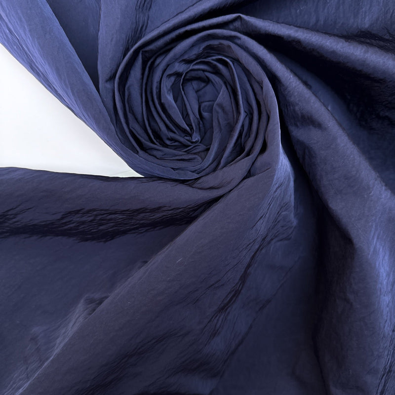 Blue Polyamide Crinkled Woven Fabric
