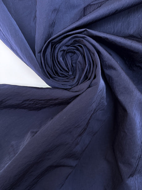 Blue Polyamide Crinkled Woven Fabric