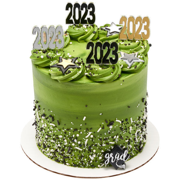 Graduation cupcake ring toppers SILVER Grad hats - 12 Silver count (Copy)