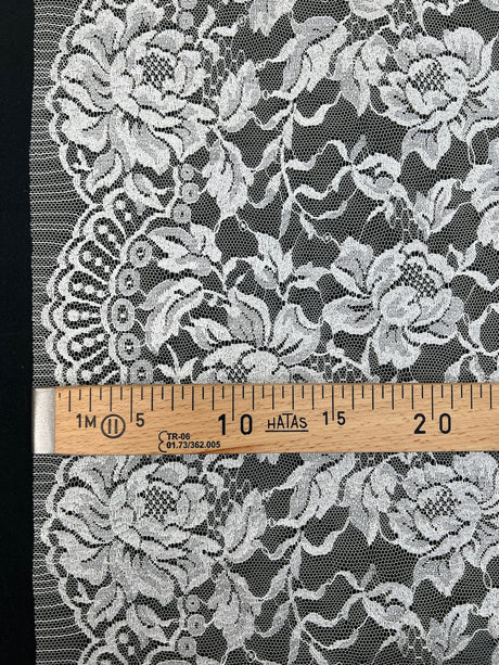 Viscose Lace Mesh Floral White Beige