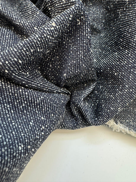 Cotton Bouclé Fabric Blue Shades Stretch