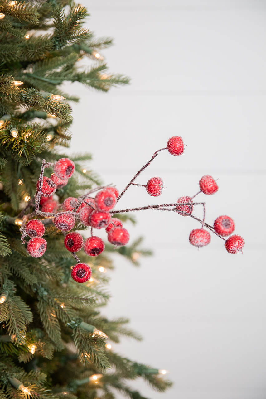 26” Beaded Crabapple Spray - Red
