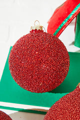 6" Beaded Red Glass Ornament