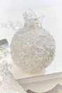 4" - 6" White Beaded Glass Ornament