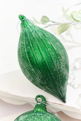 4" - 6.5" Frosted Green Glass Ornament