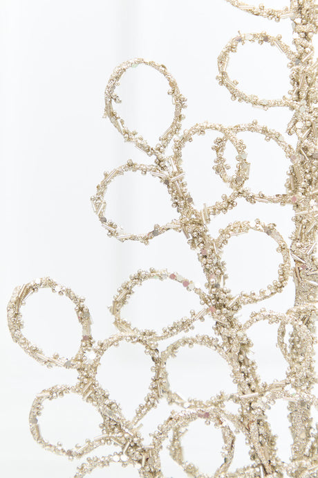 28" Champagne Beaded Glitter Loop Spray
