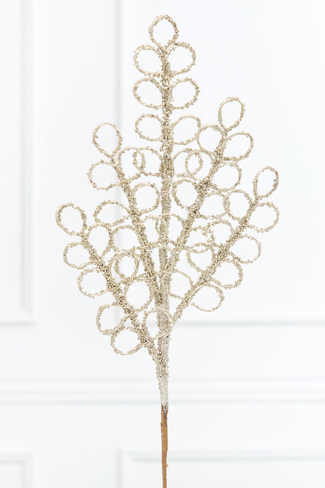 28" Champagne Beaded Glitter Loop Spray