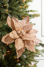 24" x 11" Rose Gold Beaded Sequins Poinsettia Stem