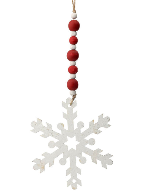 9 Inch Wood Bead MDF Snowflake Drop Ornament Decorative Christmas Hanging Ornament
