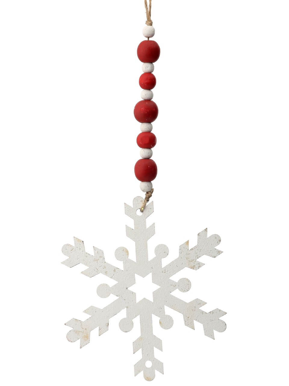 9” Wood Bead MDF Snowflake Drop Ornament