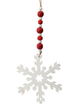 9” Wood Bead MDF Snowflake Drop Ornament