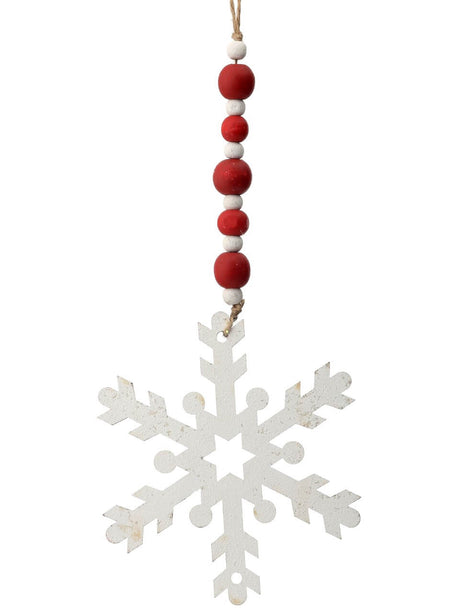 9” Wood Bead MDF Snowflake Drop Ornament