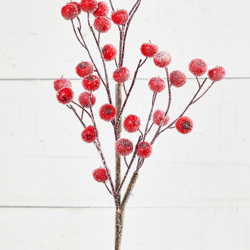 26” Beaded Crabapple Spray – Red Festive Holiday Decorative Stem