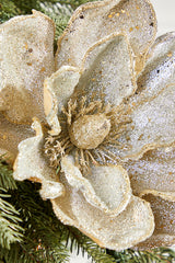 24" x 10" Micro Beaded/Sequins Magnolia Stem - Platinum
