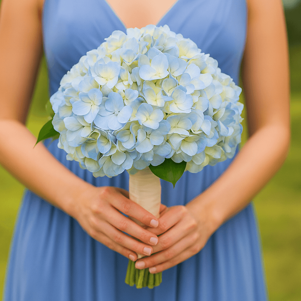 Blue Hydrangea Bridesmaids Bouquets Fresh Wedding Flowers