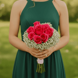 Fresh Dark Pink Rose Bridesmaids 6 bouquets with 19 stems each