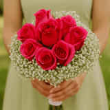 Dark Pink Roses Bridesmaids Bouquets Fresh Wedding Flowers