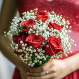 Red Roses Bridesmaids 6 bouquets with 19 stems each Fresh Wedding Flowers