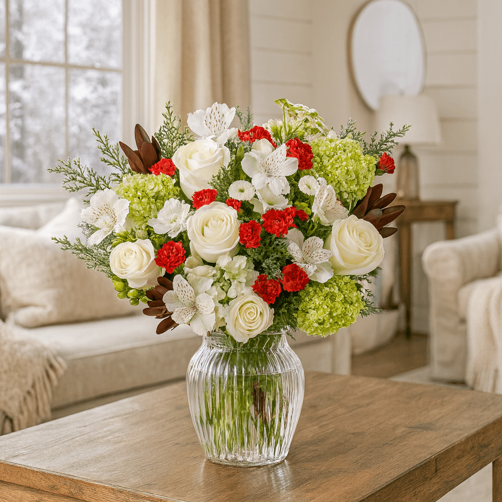 Happy Christmas Flower Bouquets Fresh Holiday Arrangement Set