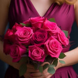 Dark Pink Roses Bridesmaids Bouquets Fresh Wedding Flowers 6 Pack 28 Stems Each Elegant Floral