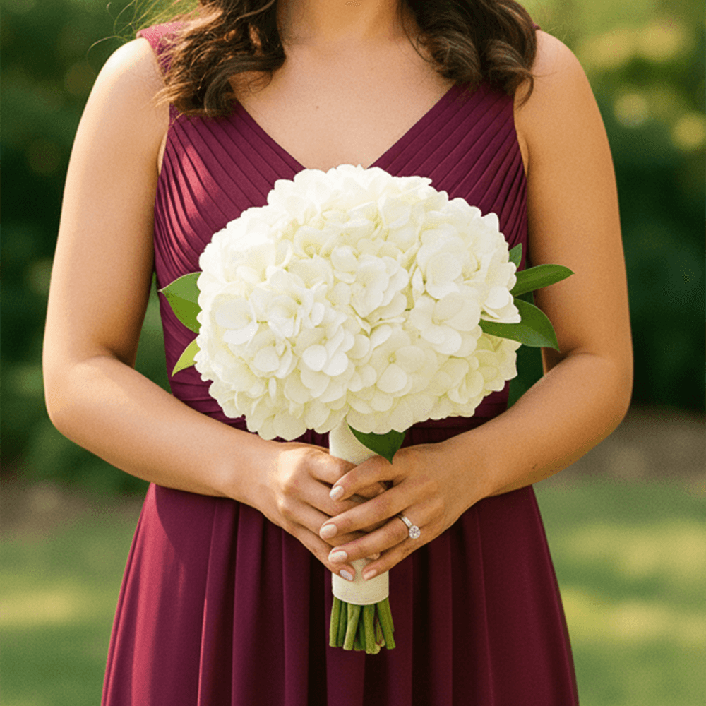 White Hydrangea Bridesmaids Bouquets Fresh Wedding Flowers