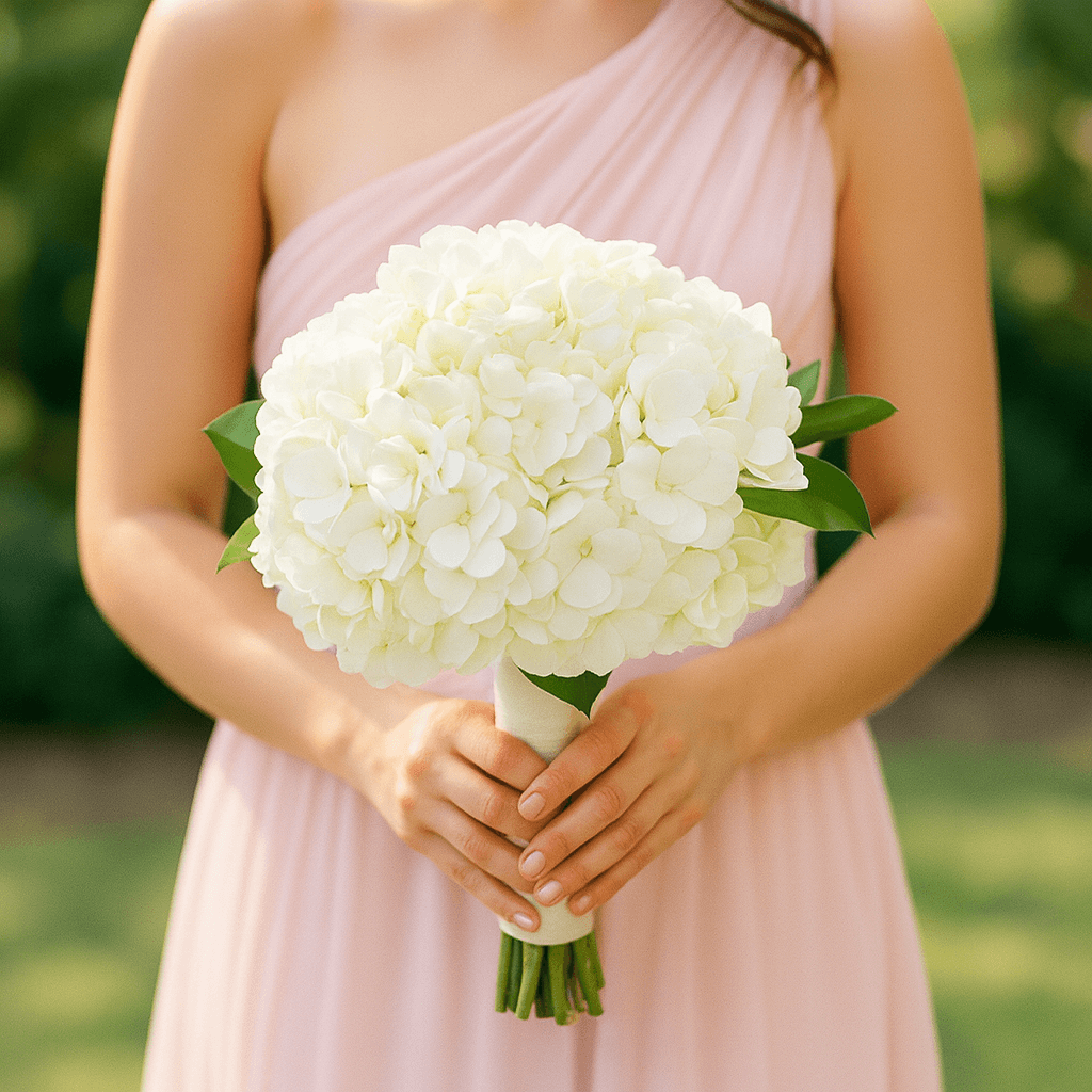 White Hydrangea Bridesmaids Bouquets Fresh Wedding Flowers