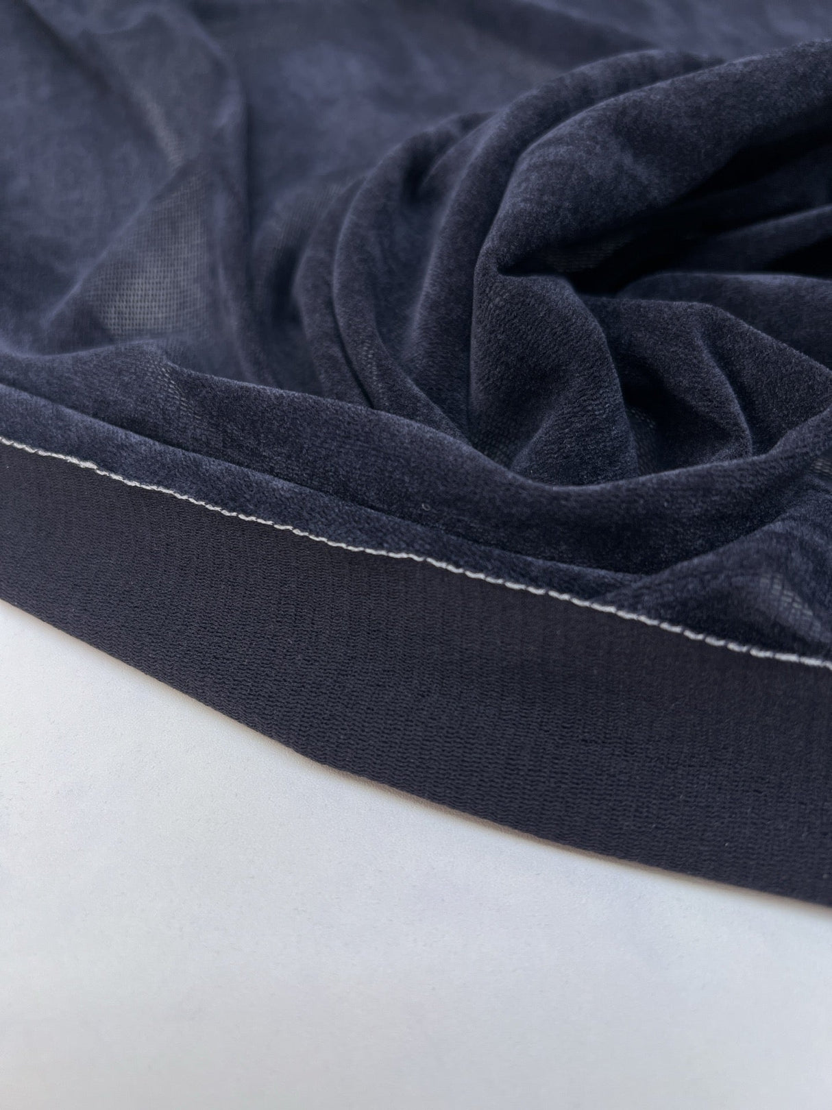 Nylon Viscose Flock Mesh Fabric Blue Shade