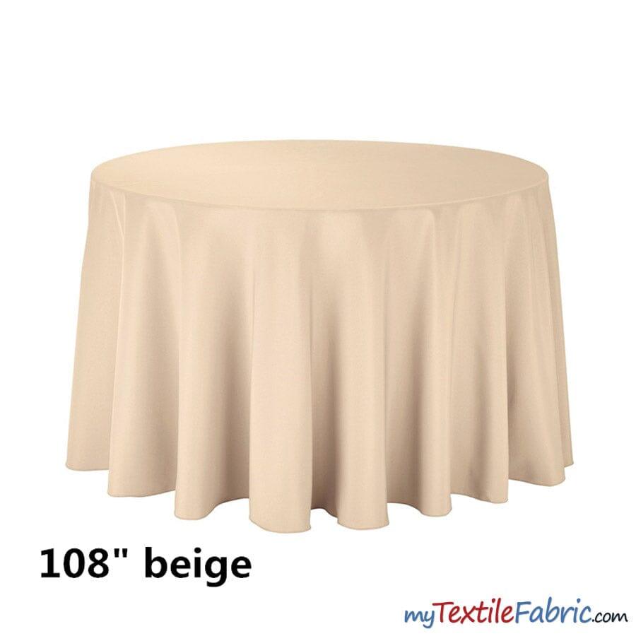 108 Inch Round Polyester Seamless Tablecloth Fabric - Solid Color, 108" Diameter (By Piece)