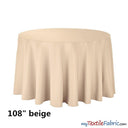 108 Inch Round Polyester Seamless Tablecloth Fabric - Solid Color, 108" Diameter (By Piece)