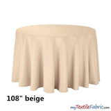 108 Inch Round Polyester Seamless Tablecloth Fabric - Solid Color, 108" Diameter (By Piece)