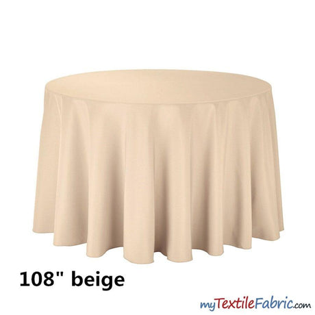 108 Inch Round Polyester Seamless Tablecloth Fabric - Solid Color, 108" Diameter (By Piece)