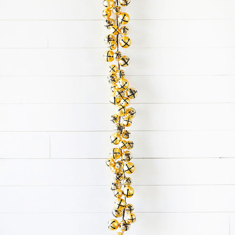 Gold Jingle Bells Garland 5 Ft Festive Holiday Decoration