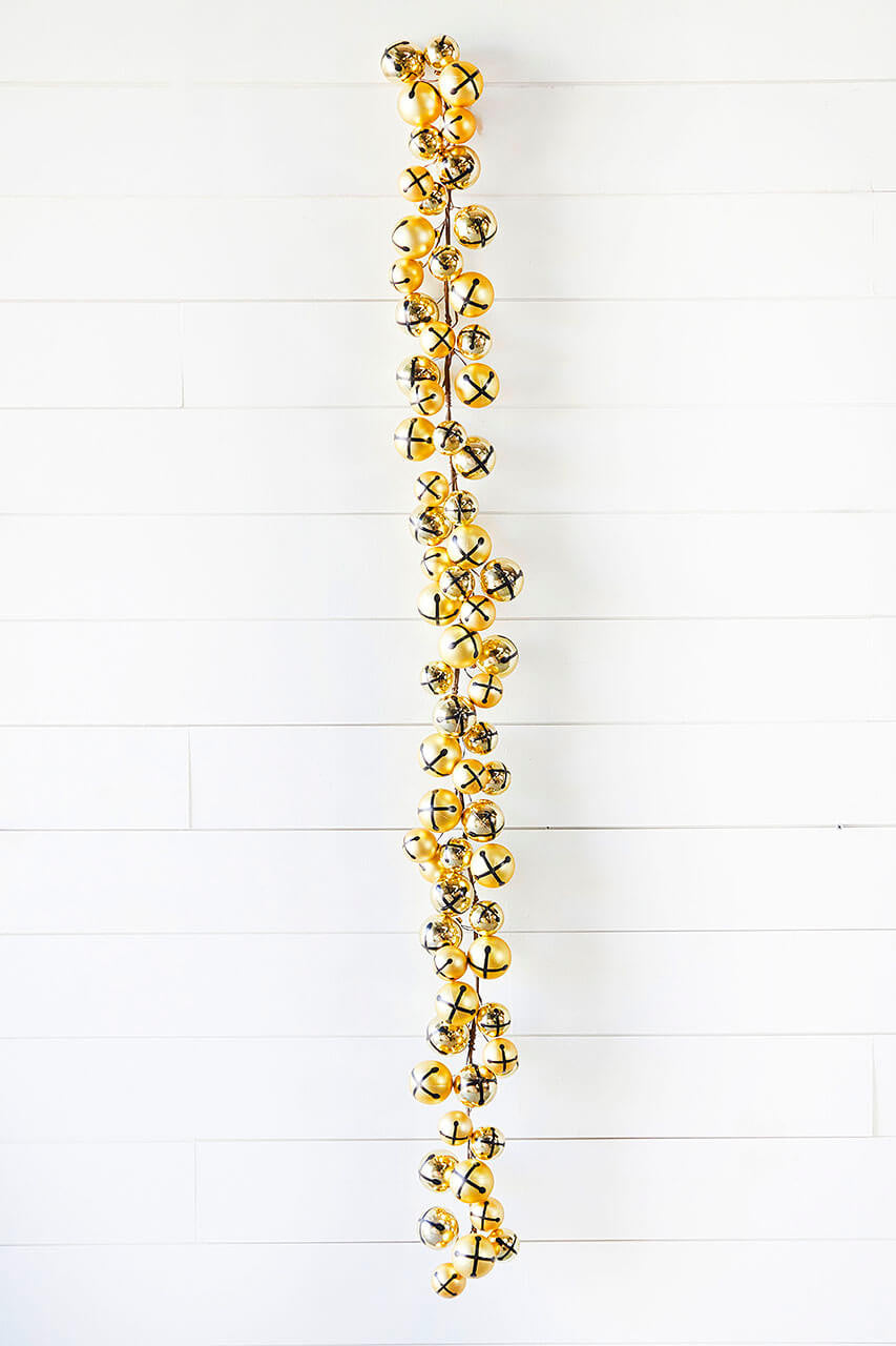 Gold Jingle Bells Christmas Garland 5Inch Holiday Decor