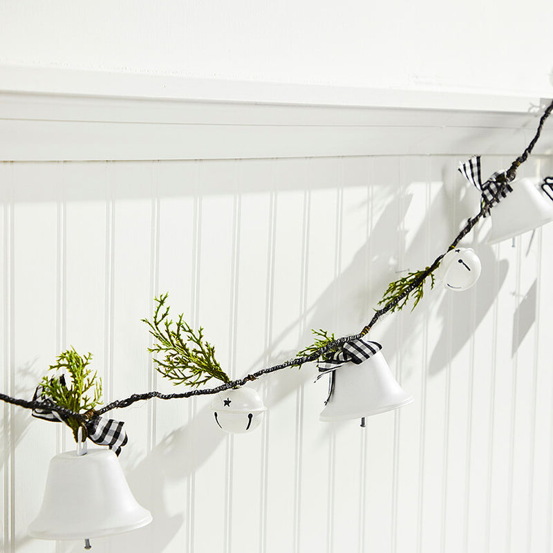 67 Inch White Country Bell Garland Jingle Bells Rustic Christmas Decor