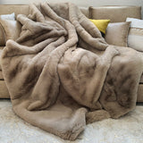 Bella Luxury Faux Fur Throw Blanket Collection Polyester Fabric - Faux Chinchilla Rabbit Fur, Crystal Velvet Backing, 60" X 80", Sandy Beige, Slate Silver, Raven Charcoal, Espresso Mocha (1 Throw Blanket)