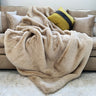 Bella Luxury Faux Fur Throw Blanket Collection Polyester Fabric - Faux Chinchilla Rabbit Fur, Crystal Velvet Backing, 60" X 80", Sandy Beige, Slate Silver, Raven Charcoal, Espresso Mocha (1 Throw Blanket)