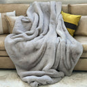 Bella Luxury Faux Fur Throw Blanket Collection Polyester Fabric - Faux Chinchilla Rabbit Fur, Crystal Velvet Backing, 60" X 80", Sandy Beige, Slate Silver, Raven Charcoal, Espresso Mocha (1 Throw Blanket)