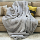 Bella Luxury Faux Fur Throw Blanket Collection Polyester Fabric - Faux Chinchilla Rabbit Fur, Crystal Velvet Backing, 60" X 80", Sandy Beige, Slate Silver, Raven Charcoal, Espresso Mocha (1 Throw Blanket)