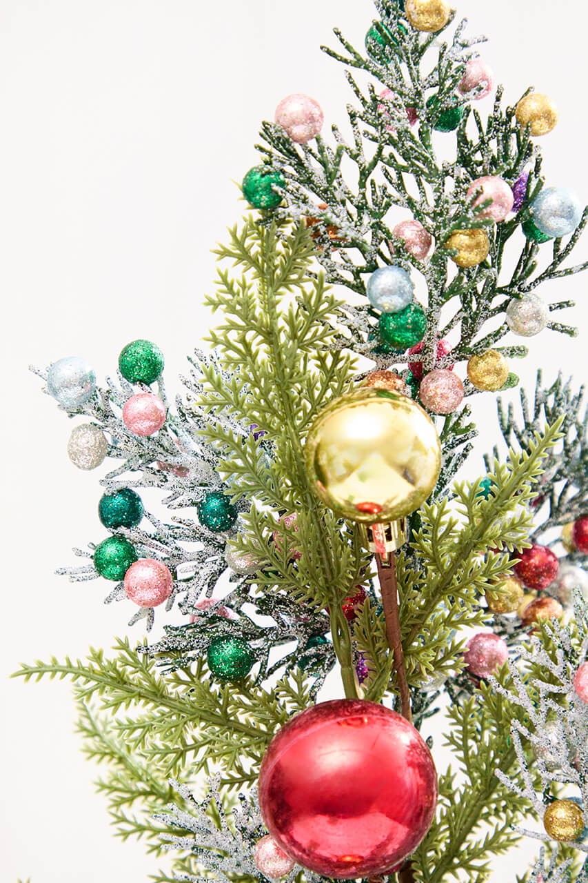 24" Glitter Berry Ball Cedar Pine Spray