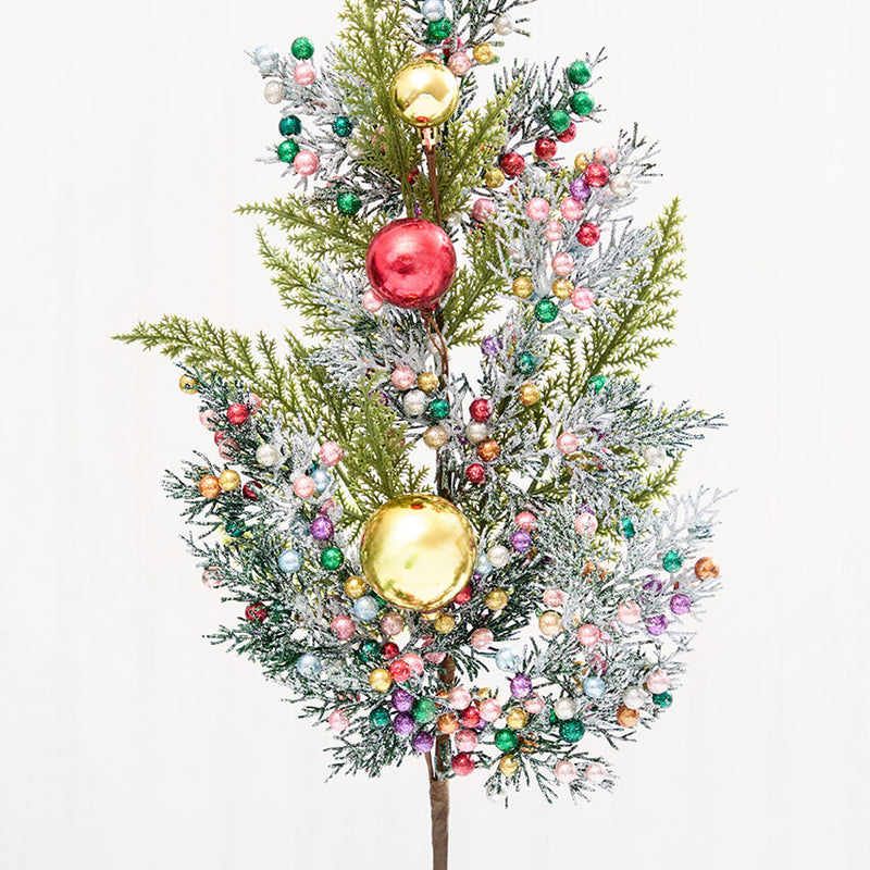 24" Glitter Berry Ball Cedar Pine Spray