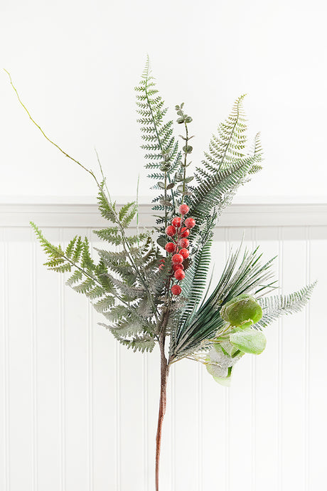 32" Flocked Fern Spray