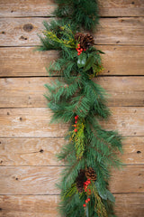 72” Pine Garland with Pinecones & Berries
